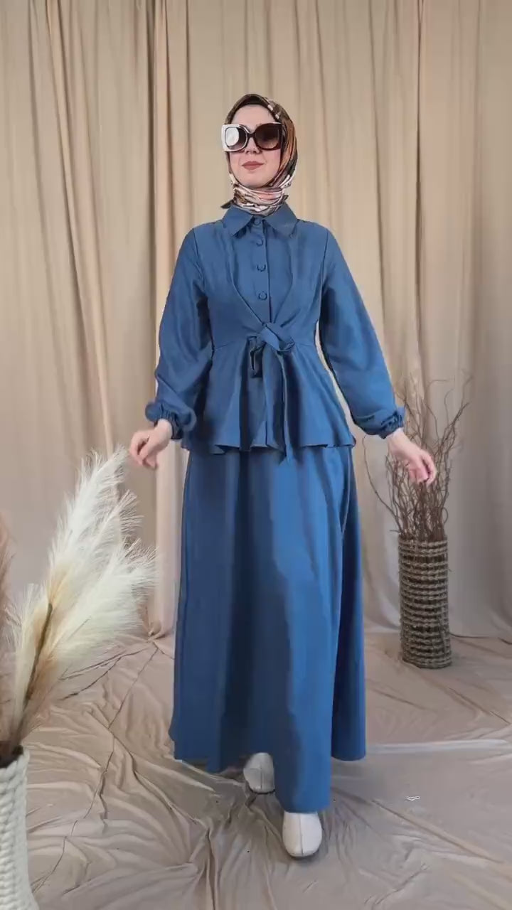 Kışın Asaleti | 2025-2026 Süet Kumaş Uzun Elbise